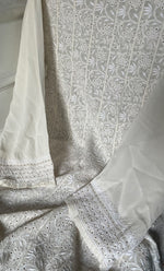 将图像加载到图库查看器中, Women's Lakhnavi Handcrafted Pure Silk Georgette Chikankari Semi - Stitched Anarkali And Dupatta Set- HONC0302212