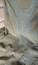 将图像加载到图库查看器中, Women's Lakhnavi Handcrafted Tissue Chanderi Chikankari Suit Material - HONC0287076
