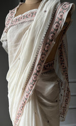 Load image into Gallery viewer, Women's Lakhnavi Handcrafted Mul Chanderi Chikankari Saree - HONC0301813