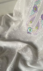 Load image into Gallery viewer, Women's Lakhnavi Handcrafted Unstitched Cotton Chikankari Kurta Dupatta Set - HONC0326101