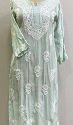将图像加载到图库查看器中, Women's Lucknowi Handcrafted Muslin Chikankari Kurti - HONC0177054