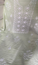 将图像加载到图库查看器中, Women's Lakhnavi Handcrafted Mul Chanderi Unstitched Chikankari Full Suit - HONC0367574