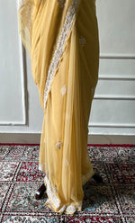 Load image into Gallery viewer, Women's Lucknowi Handcrafted Faux-Georgette Chikankari Saree - HONC0307144