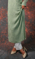 Load image into Gallery viewer, Fareeha Women's Lakhnavi Handcrafted Viscose Georgette Chikankari Kurti - HONC0318838