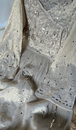 将图像加载到图库查看器中, Women's Lucknowi Handcrafted Tissue Chanderi Chikankari Semi - Stitched Kurta Dupatta Set- HONC0279325