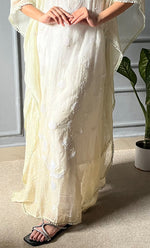 将图像加载到图库查看器中, Rabia Women's Lucknowi Handcrafted Mul chanderi Chikankari Kaftan - HONC0304365