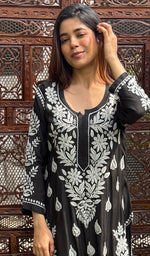 Load image into Gallery viewer, Women's Lakhnavi Handcrafted Modal Cotton Chikankari Kurta And Palazzo Set - HONC0200274