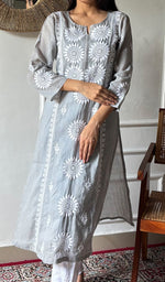 Load image into Gallery viewer, Women's Lakhnavi Handcrafted Kota Cotton Chikankari Kurti - HONC0360446