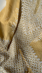 将图像加载到图库查看器中, Women's Lakhnavi Handcrafted Pure Cotton Semi - Stitched Kurta And Dupatta Set - HONC0212215