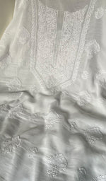 Load image into Gallery viewer, White Cotton Unstitched Kurta And Dupatta