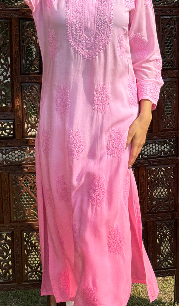 Women's Lucknowi Handcrafted Modal Cotton Chikankari Kurti - HONC0225854