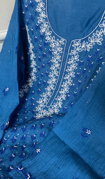 Load image into Gallery viewer, Saziya Women's Lakhnavi Handcrafted Mul Chanderi Semi - Stitched Kurta And Dupatta Set - HONC0282833