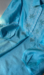 Load image into Gallery viewer, Afifa Women's Lakhnavi Handcrafted Chanderi Silk Chikankari Top And Pant Set - HONC0271700