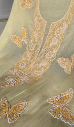 Load image into Gallery viewer, Women's Lakhnavi Handcrafted Mul Chanderi Unstitched Chikankari Full Suit Material - HONC0339581