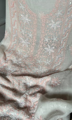 Load image into Gallery viewer, Women's Lakhnavi Handcrafted Mul Chanderi Unstitched Kurta And Dupatta Set- HONC0306163