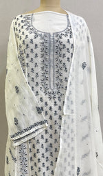 将图像加载到图库查看器中, Saziya Women's Lakhnavi Handcrafted Mul Chanderi Semi - Stitched Kurta And Dupatta Set - HONC0227120