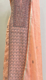 Load image into Gallery viewer, Women&#39;s Lakhnavi Handcrafted Chanderi Silk Chikankari Full Suit Material - HONC0127259
