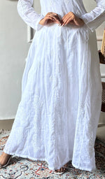 Load image into Gallery viewer, Alamzaib Women's Lucknowi Handcrafted Cotton Chikankari Anarkali Dress - HONC0206764