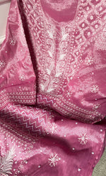 Load image into Gallery viewer, Women's Lakhnavi Handcrafted Tissue Chanderi Semi-Stitched Anarkali And Dupatta Set - HONC0323636