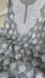 将图像加载到图库查看器中, Women's Lucknowi Handcrafted Faux-Georgette Chikankari Suit Material - HONC0263105