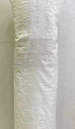 Load image into Gallery viewer, Lucknowi Handcrafted White Chanderi silk Chikankari Unstitched Men's Kurta Fabric - HONC0146629