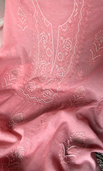 Load image into Gallery viewer, Women's Lakhnavi Handcrafted Mul Chanderi Unstitched Chikankari Full Suit Material - HONC0314658
