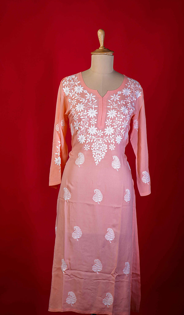 Reet Women's Lucknowi Handcrafted Modal Cotton Chikankari Kurti - HONC0211984