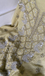 Load image into Gallery viewer, Women's Lakhnavi Handcrafted Mul Chanderi Unstitched Chikankari Full Suit Material - HONC0339575
