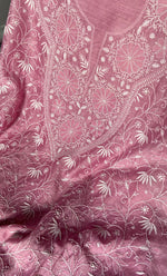Load image into Gallery viewer, Women's Lakhnavi Handcrafted Munga Silk Chikankari Kurta And Dupatta Set- HONC0278049