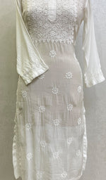 Load image into Gallery viewer, Women's Lucknowi Handcrafted Muslin Chikankari Kurti - HONC0153469