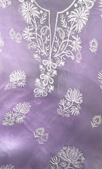 Load image into Gallery viewer, Women's Lakhnavi Handcrafted Pure Organza Chikankari Unstitched Kurta And Dupatta Set- HONC0314175