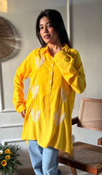 Load image into Gallery viewer, Trisha Women's Lakhnavi Handcrafted Cotton Oversized Chikankari Top - HONC0325784
