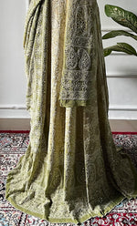 将图像加载到图库查看器中, Women's Lakhnavi Handcrafted Bridal Pure Georgette Chikankari Lehenga Set - HONC0271838