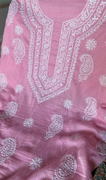 Load image into Gallery viewer, Women's Lucknowi Handcrafted Kota Cotton Chikankari Unstitched Kurta And Dupatta Set - HONC0340102