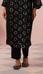 Load image into Gallery viewer, Women's Lucknowi Handcrafted Pure Organza Silk Stitched Chikankari Kurta, Dupatta With Pant Set- HONC0546598
