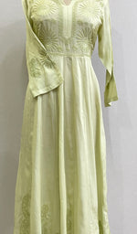 将图像加载到图库查看器中, Sabana Women's Lucknowi Handcrafted Muslin Chikankari Anarkali Dress- HONC0164006