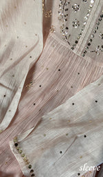 Load image into Gallery viewer, Khushi Women's Lakhnavi Handcrafted Mul Chanderi Chikankari Semi - Stitched Kurta Dupatta Set - HONC0248166