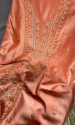 Load image into Gallery viewer, Women's Lucknowi Handcrafted Chanderi Silk Chikankari Full Suit Material - HONC020065
