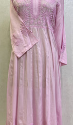 Load image into Gallery viewer, Women's Lucknowi Handcrafted Muslin Chikankari Anarkali Dress - HONC0149492