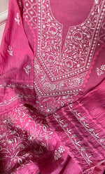 将图像加载到图库查看器中, Women's Lakhnavi Handcrafted Mul Chanderi Semi - stitched Kurta And Dupatta Set- HONC0282411