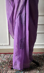 将图像加载到图库查看器中, Women's Lakhnavi Handcrafted Mul Chanderi Chikankari Saree - HONC0321336