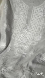 Load image into Gallery viewer, Women's Lakhnavi Handcrafted Chanderi Silk Chikankari Unstitched Kurti Fabric - HONC0191284