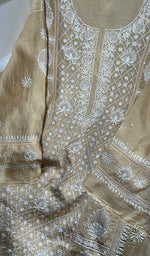 将图像加载到图库查看器中, Women's Lakhnavi Handcrafted Mul Chanderi Semi - Stitched Kurta And Dupatta Set - HONC0282237