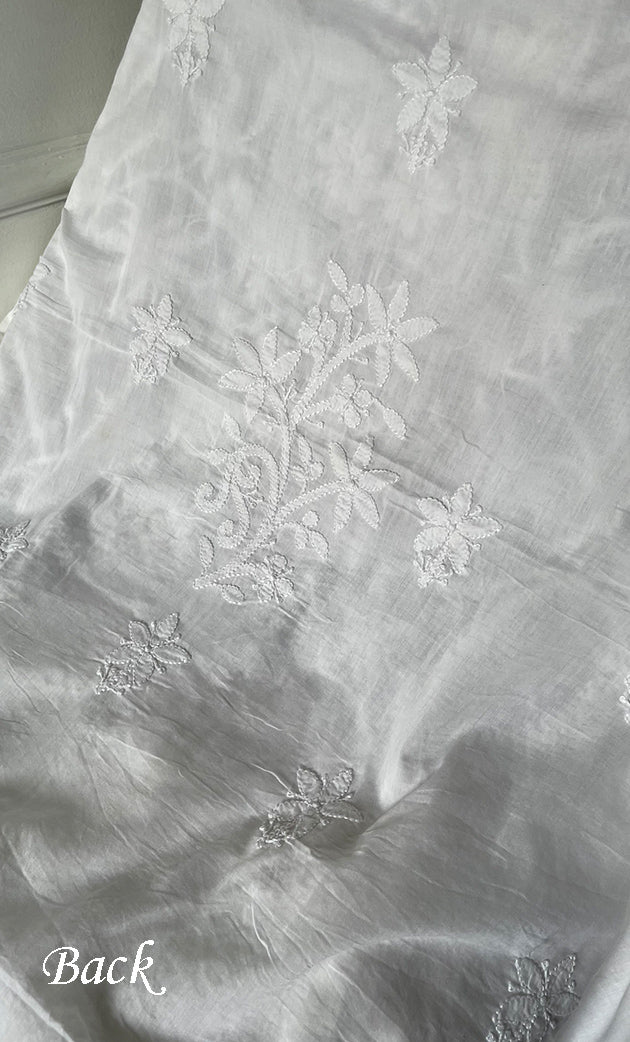 Women's Lakhnavi Handcrafted Cotton Chikankari Unstitched Kurti Fabric - HON0318055