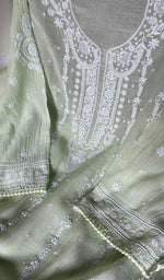 将图像加载到图库查看器中, Hana Women's Lakhnavi Handcrafted Mul Chanderi Semi - Stitched Kurta And Dupatta Set - HONC0290062