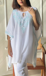 将图像加载到图库查看器中, Women's Lucknowi Handcrafted Cotton Chikankari Kaftan - HONC0297321