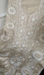 Load image into Gallery viewer, Women's Lakhnavi Handcrafted Munga Silk Chikankari Kurta And Dupatta Set- HONC0273584