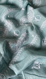 Load image into Gallery viewer, Nushrat Women's Lakhnavi Handcrafted Mul Chanderi Unstitched Kurta And Dupatta Set - HONC0247991