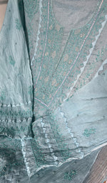 Load image into Gallery viewer, Women's Lakhnavi Handcrafted Mul Chanderi Semi - Stitched Kurta And Dupatta Set - HONC0296164