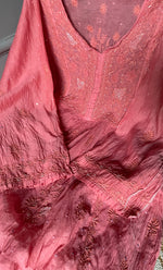 Load image into Gallery viewer, Women's Lakhnavi Handcrafted Mul Chanderi Semi - stitched Kurta And Dupatta Set- HONC0294463